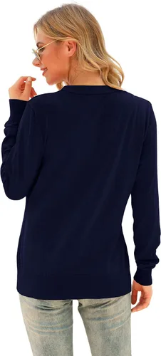 Vista 3 de VIISHOW - Cárdigan de punto básico suave con cuello en V, manga larga, con botones para mujer