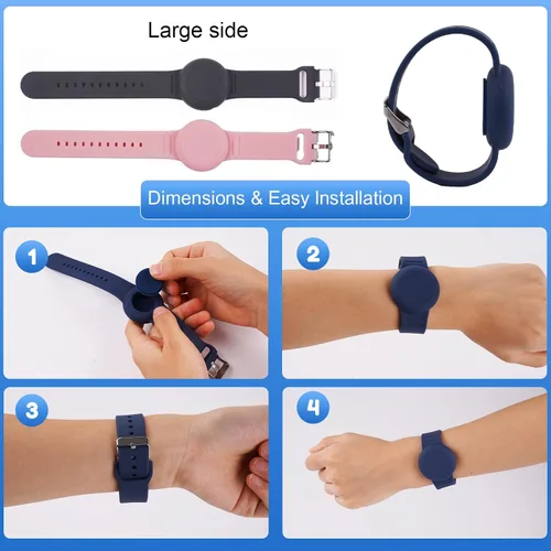 Vista 5 de Pulsera de AirTag impermeable para niños (paquete de 2), soporte de silicona suave y ligero para niños ocultos, pulsera Airtag para niños, funda