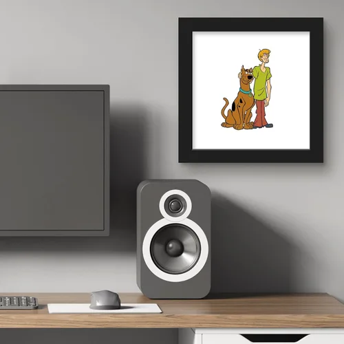 Vista 5 de Gallery Pops Scooby-Doo - Arte de pared de Scooby and Shaggy Character Pose - Versión enmarcada en negro, 12 x 12 pulgadas Versión con marco negro