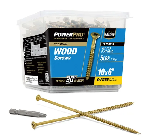 Vista 17 de Power Pro Tornillos de madera para exteriores de alta calidad, tornillos de cubierta multiusos #8 x 1-1/2 pulgadas para proyectos al aire libre