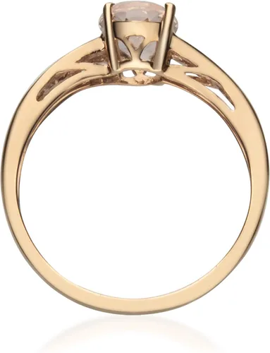 Vista 3 de Gin and Grace - Anillo de morganita genuina de oro rosa de 10 quilates con diamantes para mujer Morganita con forma ética, auténtica y orgánica