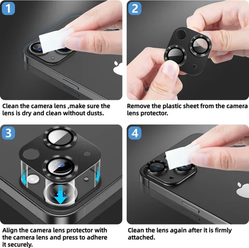 Vista 7 de Korecase Protector de lente de cámara para iPhone 14/iPhone 14 Plus, película de vidrio templado de metal para cámara, compatible con funda de lente