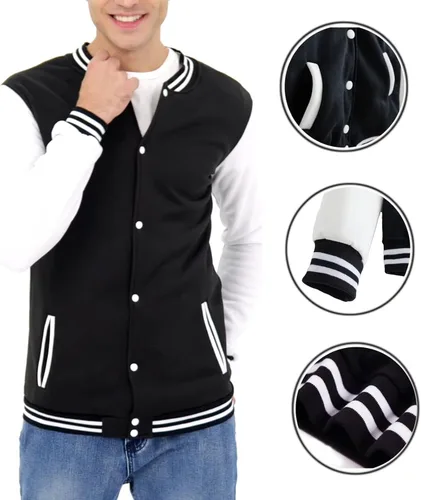 Vista 5 de Chaqueta de béisbol universitaria para hombre, casual, ajustada, para hombre
