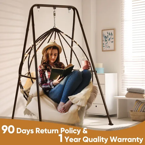 Vista 6 de Solo soporte para silla de hamaca, soporte de hamaca plegable resistente, capacidad de 300 libras, marco de hamaca portátil para interiores