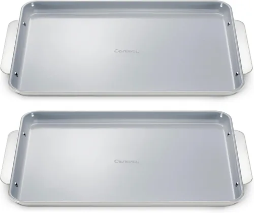 Vista 13 de Caraway Bandeja pequeña de cerámica antiadherente para hornear (9 x 13 pulgadas), no tóxica, sin PTFE ni PFOA, apta para horno, núcleo de acero Negro