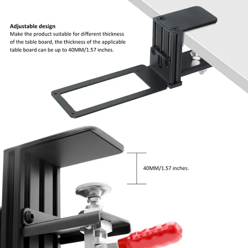 Vista 6 de HUYE Desk Mount Bracket Holder for Logitech G Extreme 3D Pro Joystick for Windows - Adjustable Steel Desk Mount Holder for Logitech G Extreme 3D Pro