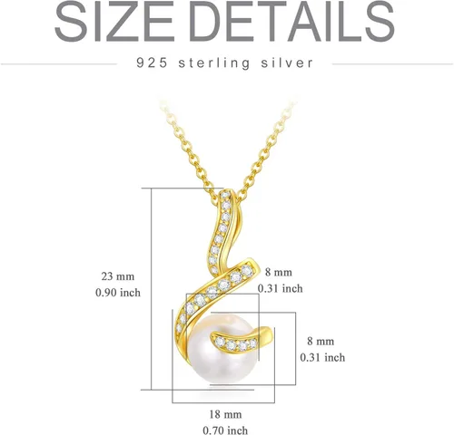 Vista 4 de Yafeeso Pearl Pendant Necklace 925 Sterling Silver Single PearlBee Sunflower Pendant Necklace Dainty Jewelry Gifts for Her