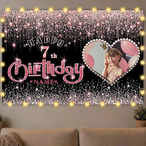 Vista 9 de Dicodes Decoraciones de cumpleaños de unicornio personalizadas para niñas, pancarta de cumpleaños de unicornio, decoración de cumpleaños de princesa