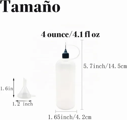 Vista 2 de 12 botellas aplicadoras de punta de precisión de 4 onzas, tapas