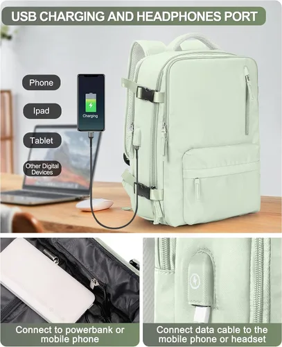Vista 4 de VGCUB Mochila grande de viaje para trabajo, negocios, mochila para computadora portátil aprobada para vuelo, para mujeres y hombres, mochila