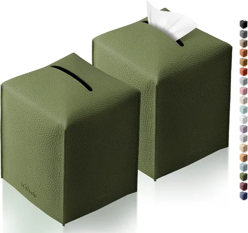 Vista 36 de Funda cuadrada para caja de pañuelos de piel sintética moderna para decoración creativa, paquete de 2, ideal para baños, oficina, coche, mesita