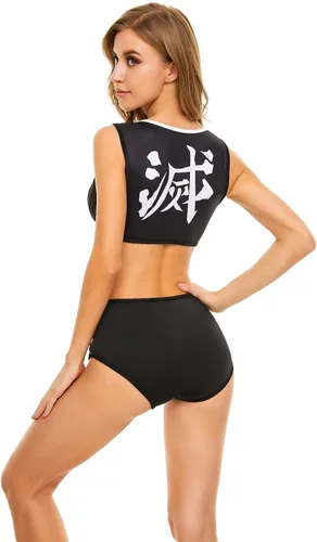 Vista 6 de Kimetsu no Yaiba SwimsuitKochou Shinobu Cosplay Costume Swimwear with Beach Cover Up Anime Bathing Suits Set