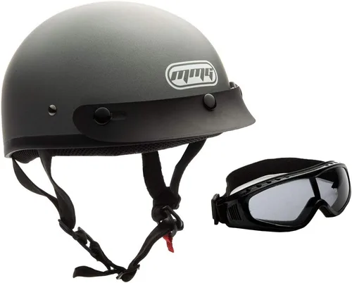 Vista 8 de Casco medio de motocicleta DOT Street Legal, M, Negro caucho