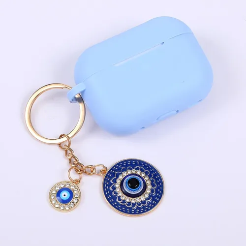 Vista 5 de Llavero contra el mal de ojo, llavero brillante contra el mal de ojo con llavero de amuleto de buena suerte para mujeres y hombres, Azul