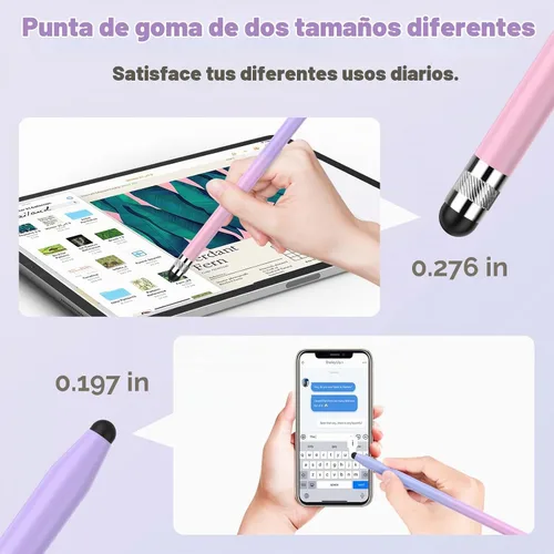 Vista 3 de 5 piezas de lápices táctiles, lápiz táctil 2 en 1 de alta sensibilidad capacitiva para pantalla táctil para iPad, iPhone, Android, Samsung, Tablets