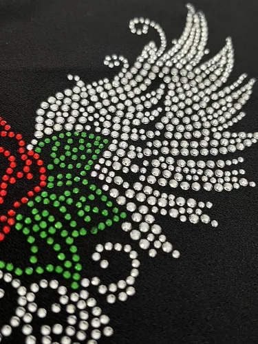 Vista 7 de Diseño de diamantes de imitación termoadhesivos con diseño de alas de ángel y rosas para transferencias de calor para camisas