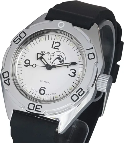 Vista 3 de Vostok Anfibio automático para hombre de cuerda automática Diver Amphibia 710 710919 caso reloj de pulsera
