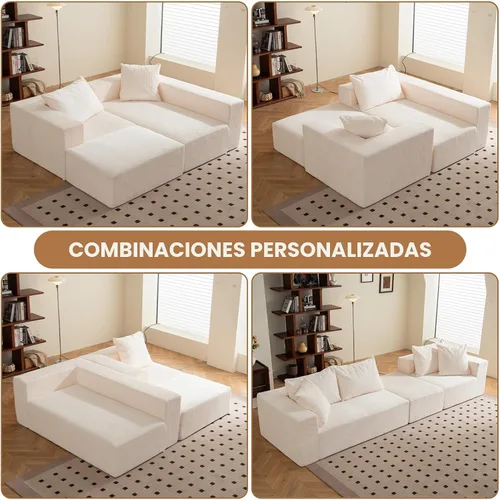 Vista 7 de Sofá modular deshuesado en forma de L de 108 pulgadas, sofá modular con otomana móvil, sofás de pana para sala de estar, sin montaje, se envía