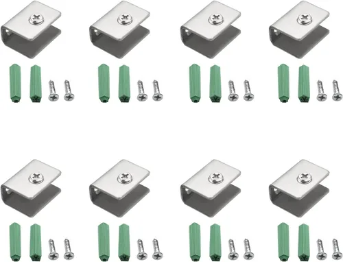 Vista 8 de 4 piezas de acero inoxidable ajustable soporte de estante de vidrio rectangular pequeña puerta gabinete abrazadera clip soporte para 0.236-0.315 in
