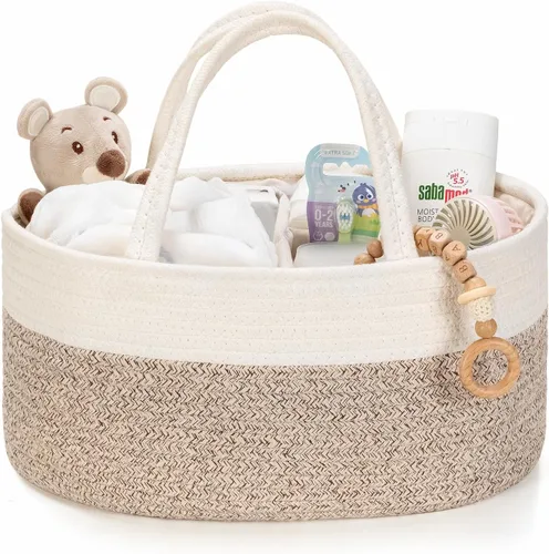 Vista 12 de Diaper Caddy Organizer, Empty Gift Basket with Gift Wrap for Newborn Essentials, Baby Storage Basket, Stylish Gift Bag for Baby Shower, Boys and
