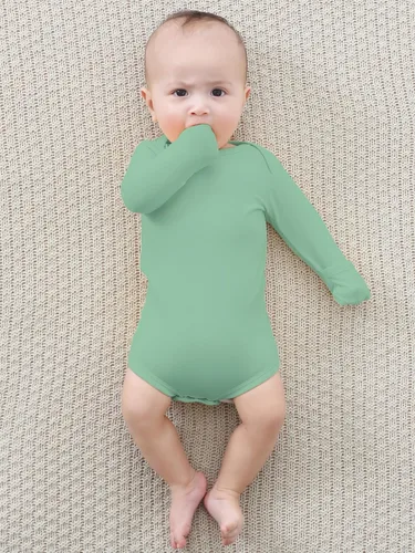 Vista 19 de Body para bebé con puños de manopla, rayón hecho de bambú, pijama de manga larga para niños y niñas