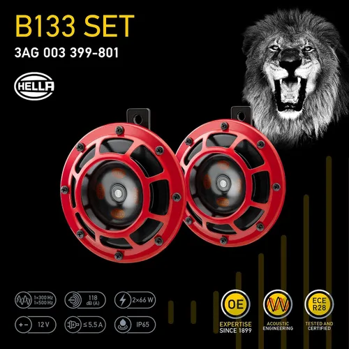 Vista 7 de Kit HELLA 003399801 Supertone de dos bocinas super tono de tono alto/bajo de 12 V con soporte