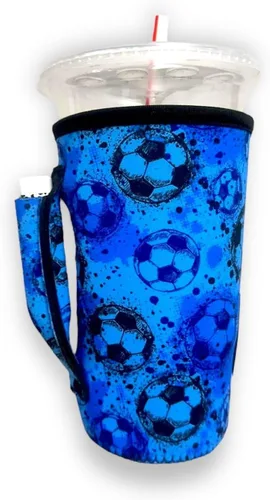 Vista 4 de Drink Handlers - Soporte para vaso de 20 a 27 onzas, funda de neopreno para café y té con asa, funda aislada y soporte para bebidas resistente al