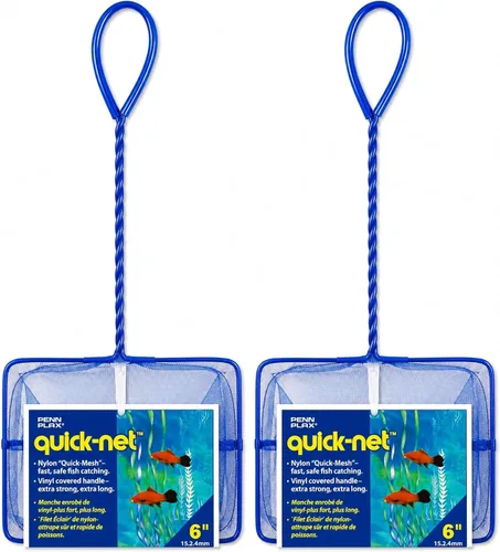 Vista 15 de PENN-PLAX Quick-Net Red para peces de acuario – Duradera, fuerte y segura – El color puede variar (azul o verde) – Red de 6 x 5 pulgadas – Mango