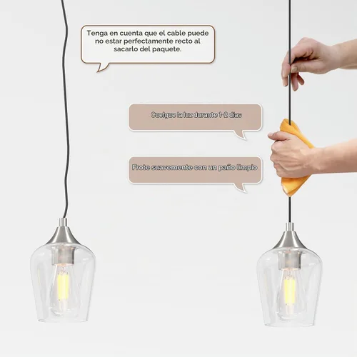 Vista 6 de VONLUCE Luces colgantes para isla de cocina, iluminación colgante de níquel cepillado para isla de cocina con cable colgante para dormitorio