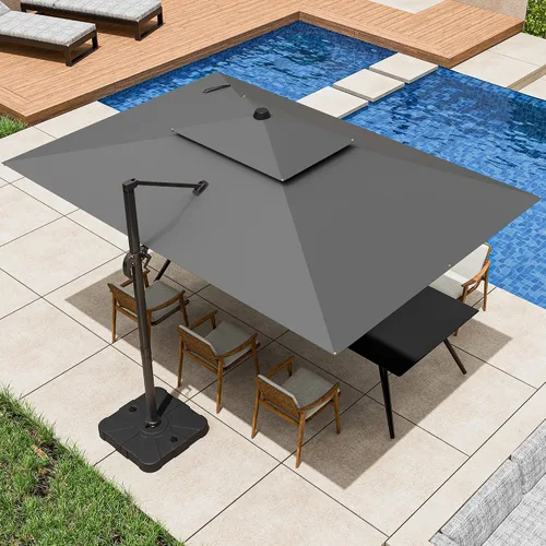 Vista 41 de Sombrilla voladiza para patio, 9 x 12 pies, sombrilla giratoria Beige