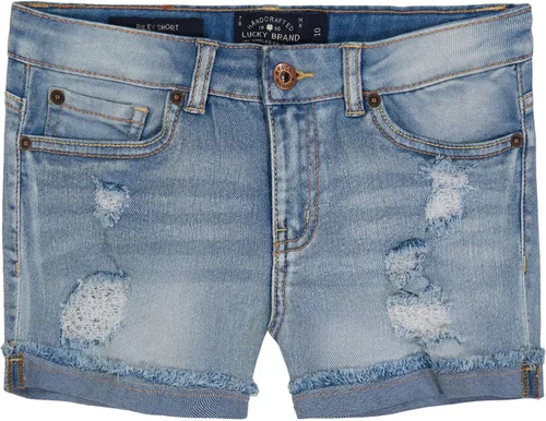 Vista 13 de Lucky Brand - Pantalones cortos de mezclilla con puños para niñas, de denim elástico con 5 bolsillos, de cintura media a alta Jenna Blanco Brillante