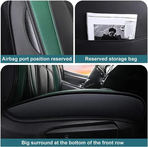 Vista 7 de Funda de cuero para asiento de automóvil compatible con BMW serie 1-7, universal, antideslizante, transpirable, suave, juego completo, color negro
