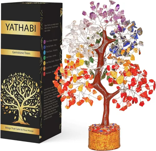 Vista 13 de YATHABI Escultura de gema de turmalina negra, árbol de cristal, decoración de Feng Shui, árbol de dinero de buena suerte