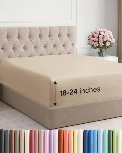 Vista 91 de Sábana bajera ajustable extra profunda Twin XL – Sábana bajera individual de lujo de hotel solamente – Se adapta fácilmente a colchones de 18 a 24