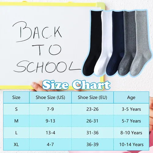 Vista 6 de Mini angel Calcetines altos hasta la rodilla para niñas, sin costuras, para uniforme escolar, calcetines de fútbol para niños, calcetines largos