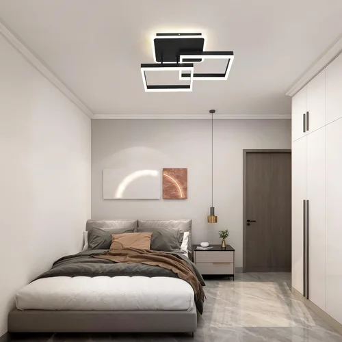 Vista 8 de Garwarm Lámpara de Techo LED Moderna, Regulable de 3 Cabezales Cuadrados Accesorio de Lámpara de Techo con Control Remoto, Candelabro de Techo