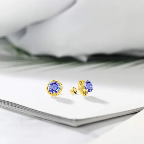 Vista 8 de Gem Stone King Aretes de plata de ley 925 de 0.236 in con piedra natal redonda para mujer