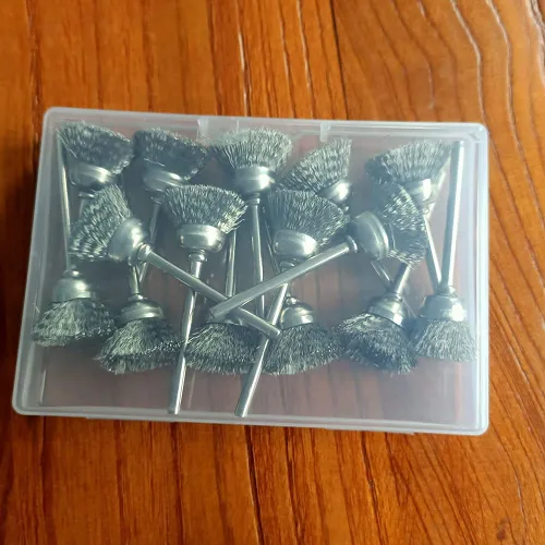 Vista 4 de Juego de cepillo de alambre de acero inoxidable grueso prensado con vástago de 1/8 pulgadas, rueda en forma de tazón, compatible con herramienta