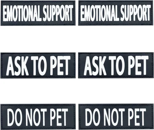 Vista 15 de Paquete de 6 parches de apoyo emocional, parche extraíble para chaleco o collar de arnés para mascotas, parches de pedir a mascotas con cinta