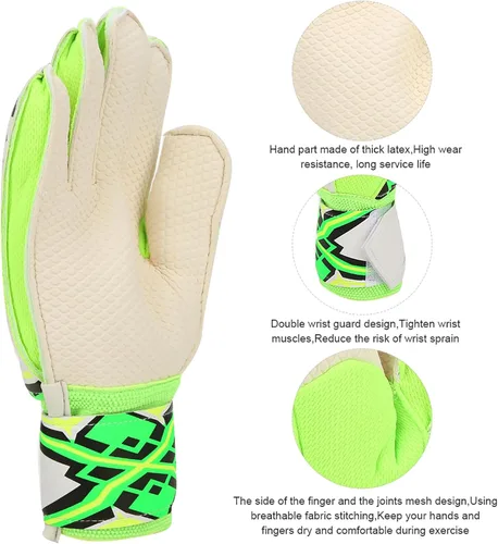 Vista 9 de Guantes de portero de fútbol de alto rendimiento Palma gruesa de poliuretano con protector de dedo Guantes de portero de fútbol