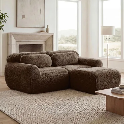 Vista 137 de Sofás seccional modular de 80" sin huesos modernos para sala de estar, juego de sofás comprimidos de 2 plazas con asiento profundo, sin necesidad