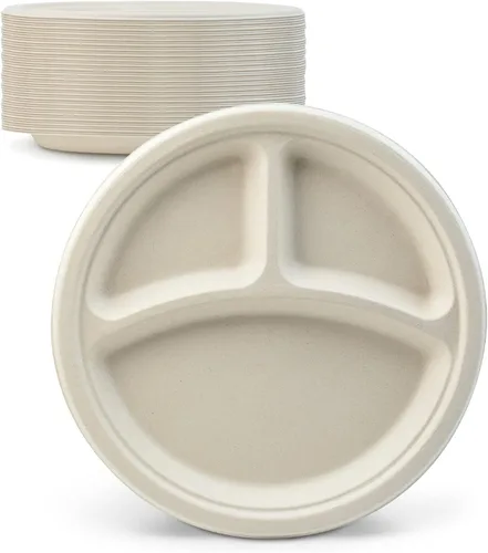 Vista 11 de Green Earth, Platos compostables de 10 pulgadas, 125 unidades, fibras de bambú naturales, vajilla diaria – Biodegradable, desechable, forma ovalada