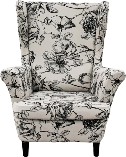 Vista 30 de NILUOH Funda para silla Wingback, 2 piezas, fundas elásticas de elastano para silla con respaldo de ala, funda lavable para sillones con respaldo