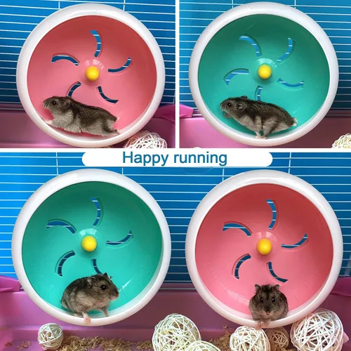 Vista 7 de lazYYzal Rueda silenciosa para hámster, accesorios para rueda de ejercicio de animales pequeños súper silenciosos, ruedas silenciosas para hámster