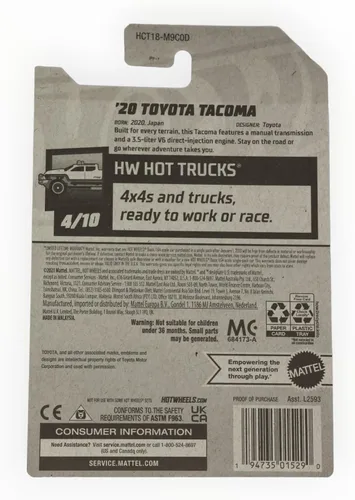 Vista 3 de Hot Wheels Toyota Tacoma '20, camiones calientes 4/10 [azul]
