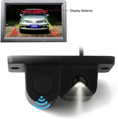 Vista 5 de Impermeable 2 en 1 HD 170 grados ángulo de visión amplio coche reversa cámara de visión trasera con sensor de estacionamiento radar incorporado