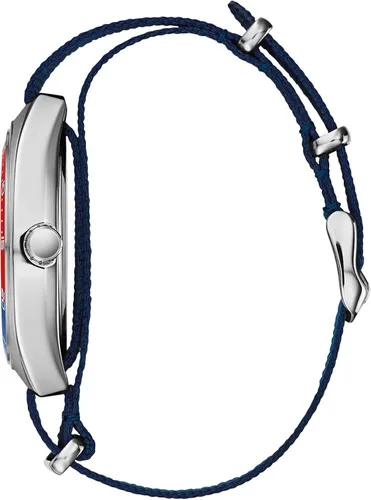 Vista 2 de Caravelle - Reloj retro de cuarzo para hombre acero inoxidable con correa de nailon azul tono plateado Modelo 43B167 Azul Patchwork