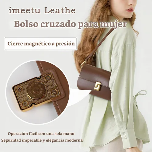 Vista 3 de imeetu Genuine Leather Shoulder Bag for Women, Small Crossbody Bag anaranjado albaricoque