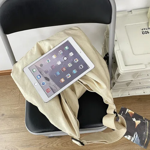 Vista 5 de Bolsas de lona de gran capacidad para mujeres y hombres, bolsos cruzados de hombro, bolso de mano para trabajo, compras, viajes..