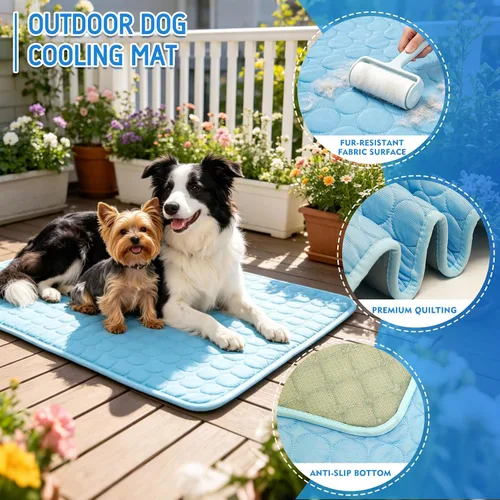 Vista 4 de Tapete refrescante para perros, tapete refrescante Arc-Chill mejorado para perros Q-Max > 0.4, almohadilla de refrigeración lavable para perros Azul